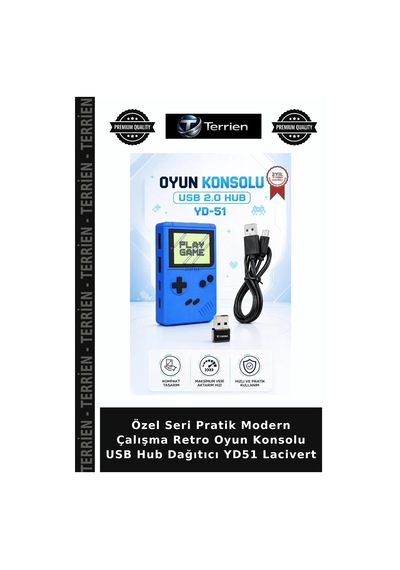 Özel Seri Pratik Modern Çalışma Retro Oyun Konsolu Usb Hub Dağıtıcı Yd51 Lacivert