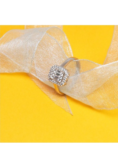 Brezza Lusso Jewelry Gümüş Baget Zirkon Taşlı Tektaş Bayan Yüzük - 462269813