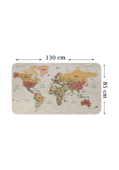 Eğitici - Öğretici Dünya Ve Türkiye Haritası Çocuk Odası Duvar Sticker-85x130-3890 Çok Renkli