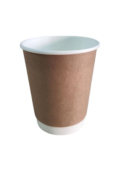 Karton Bardak 14 Oz Double Wall Çift Katmanlı Pk: 25 Li Kraft + Beyaz 1