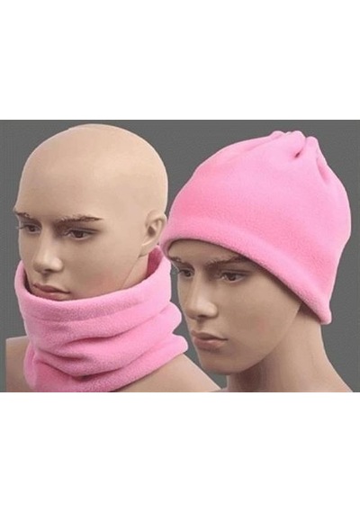 Woody Sofia Pembe Renk Çok Fonksiyonlu Unisex Polar Bere Boyunluk Saç Bandı