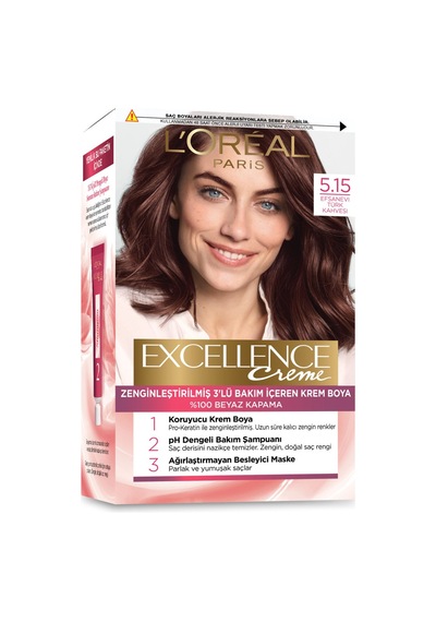 5 Adet L'oreal Paris Excellence Creme Saç Boyası 5.15 Efsanevi Türk Kahvesi