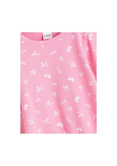 LC Waikiki Lcw Kids Pembe Bisiklet Yaka Fiyonk Baskılı Kız Çocuk Pijama Takımı Pınk Prınted LC Waikiki Lcw Kids Pembe Bisiklet Yaka Fiyonk Baskılı Kız Çocuk Pijama Takımı Pınk Prınted
