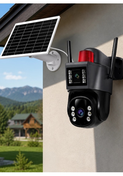 O-kam Pro Okam-7015 4g Solar Güneş Enerjili Çift Lensli Ptz Dış Mekan Güvenlik Kamerası