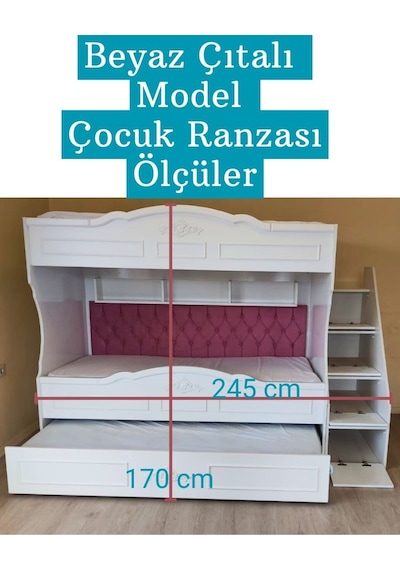 Çocuk Ranzası Beyaz - Çıtalı Model