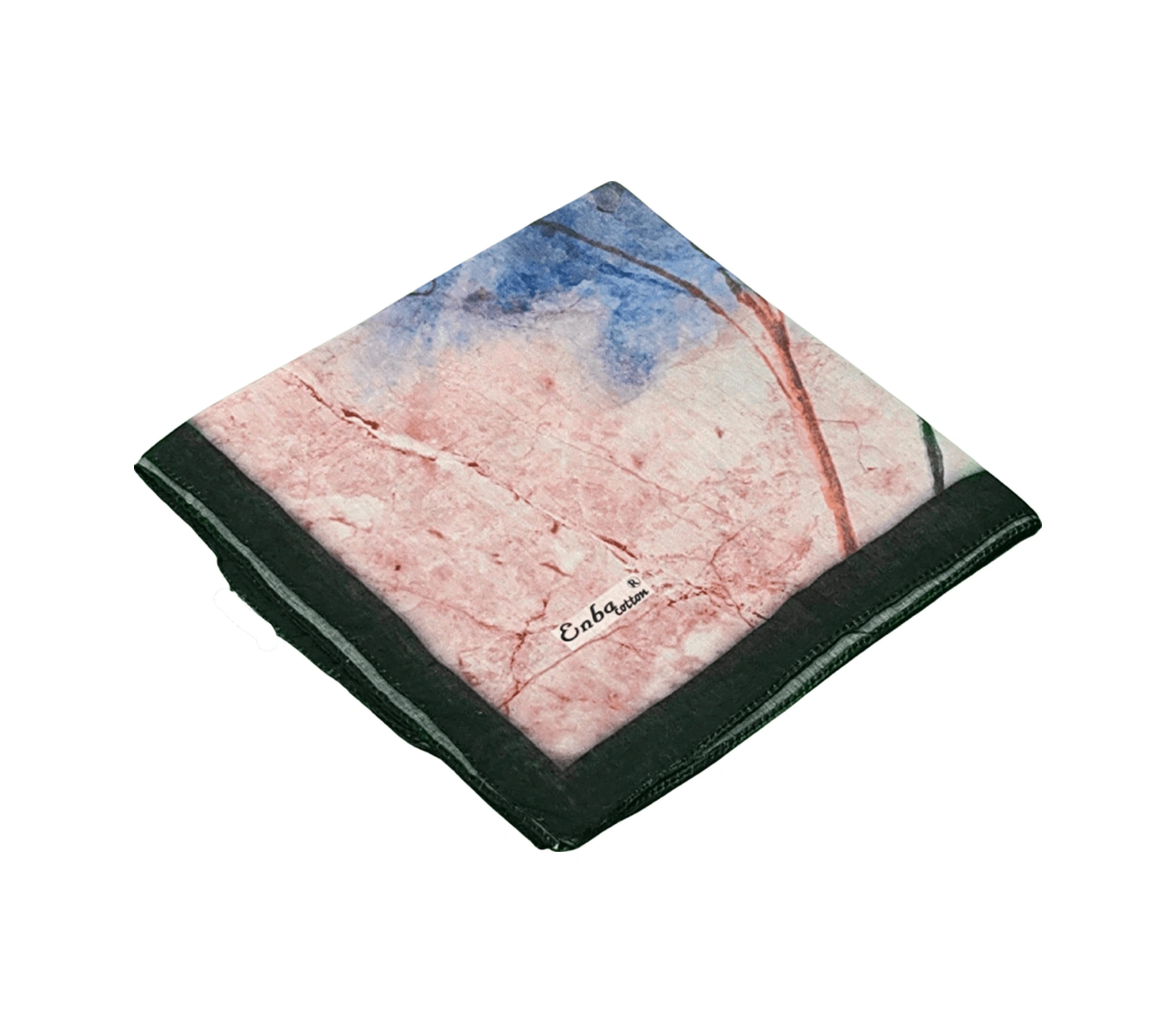 Mim Eşarp Enba Çiçek Desenli Pamuklu Eşarp 90x90 Cm Siyah - Kırmızı