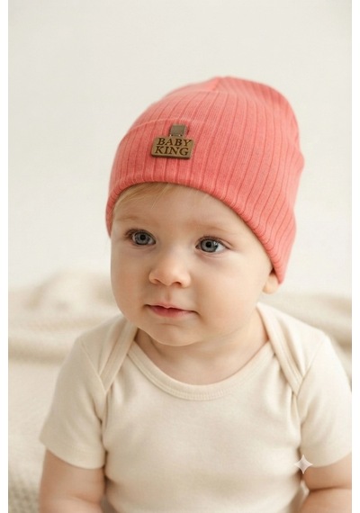 Organik Pamuklu, Yumuşak Dokulu, Ribanalı Düz Model 3 Lü Set Unisex Bebek Şapkası Mor-fuşya-gri