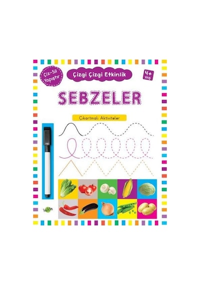 Sebzeler Çıkartmalı Aktiviteler 4 Yaş Çizgi Çizgi Etkinlik- Kukla