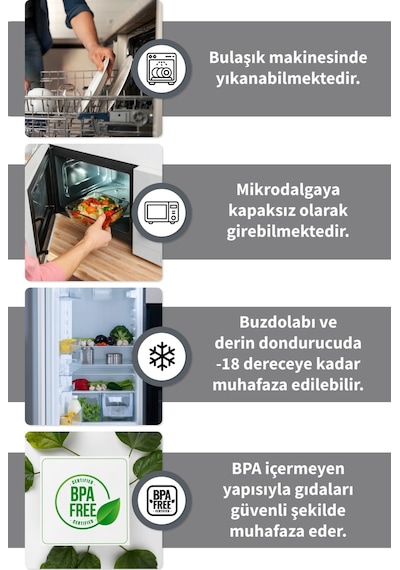 Kapaklı Erzak Bakliyat Saklama Kabı Kare Saklama Kutusu Seti 6 Adet 800 Ml Antrasit