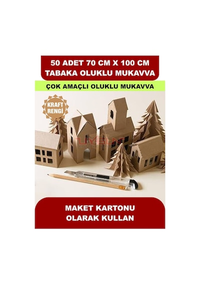 50 Adet 70cm X 100cm Baskısız Tabaka Oluklu Mukavva, Çocuk Etkinlik Kartonu, Maket Kartonu, Kargo Kartonu
