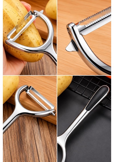 Düz Soyacak Paslanmaz Çelik Ergonomik Tutma Saplı Dayanıklı Sebze Ve Meyve Soyucu Gümüş