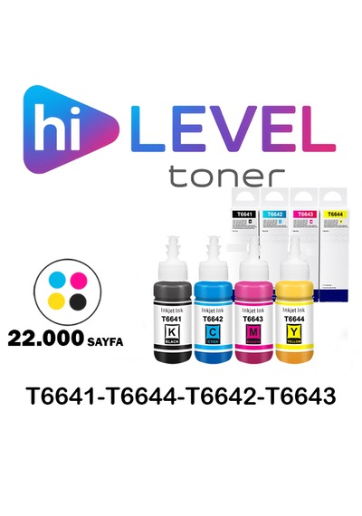 Ht-t6641-set Hilevel Toner,epson L565 T6641 T6642 T6643 T6644 22k Sayfa 4 Renk Cmyk Muadil Kartuş