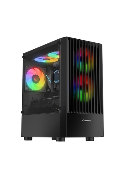 Rampage LYRA Mesh Temperli Camlı Siyah 3x12 Cm RGB Fan M-ATX Mini-T Gaming Oyuncu Kasası