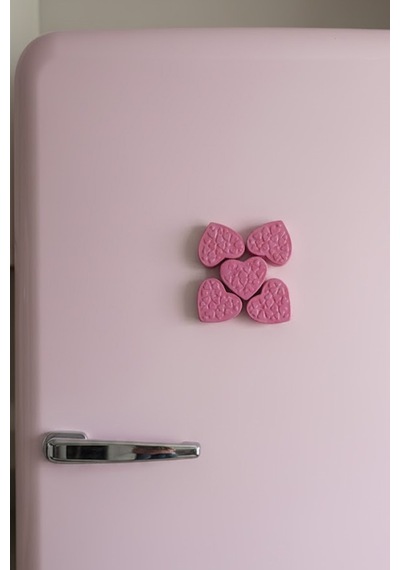 5'li Kalp Magnet Seti - Pembe