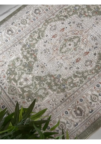 Mariesse Home Antik Serisi Vintage Modern Dokuma Salon Oturma Odası Halısı 402-yeşil