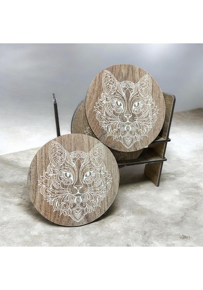 6 Lı Mdf Bardak Altlığı Dekoratif Ecceca1036 Karışık