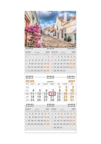 2027 5 Aylık Gemici Takvimi Denizci Duvar Takvimi 33 x 77.5 CM