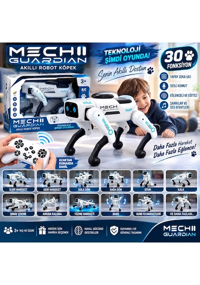 Mechi Yapay Zeka Robot Köpek 30 Fonksiyonlu 2.4ghz Kumandalı Akıllı Sesli Hareketli Robot Köpek