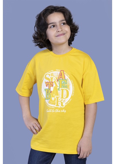 Toontoy Kids Toontoy Erkek Çocuk Renkli Baskılı Tişört Sarı