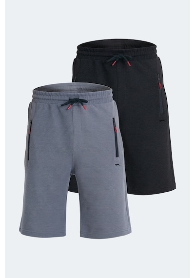Slazenger Osaku 2 Li Set Erkek Şort Siyah - Koyu Gri