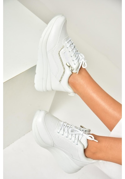 Fox Shoes U702020709 Beyaz Kalın Tabanlı Spor Ayakkabı Sneakers Beyaz-suni Deri Beyaz