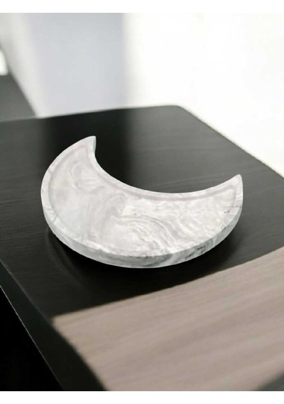 Marble Serisi Hilal Sunum Tepsi Gri
