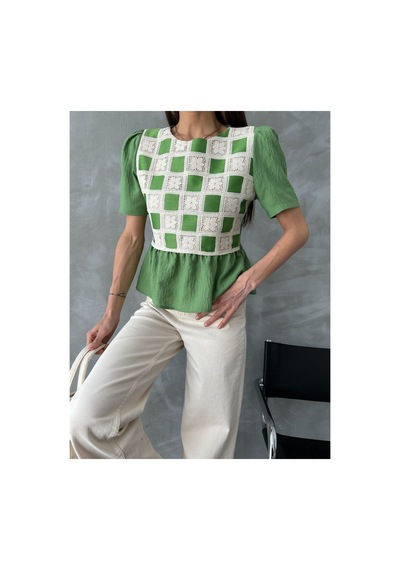 Verymoda Dantel Detaylı Bluz D2678 Zümrüt Zümrüt