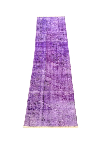 El Dokuma Mor Yolluk 62x244 Dekoratif Yün Halı Mor