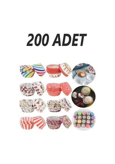 200 Adet Renkli Muffin Cupcake Kalıpları Kek Kapsülü Cupcake Muffin Kağıdı Silikon Çok Renkli Diğer