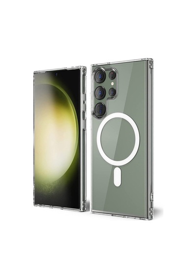 Samsung Galaxy  Uyumlu,  S23 Ultra Kılıf Magneticsafe Şeffaf Silikon - Şeffaf