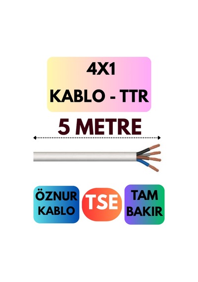 Öznur 4x1 Ttr Kablo Metre Seçenekli Beyaz - 5 Metre
