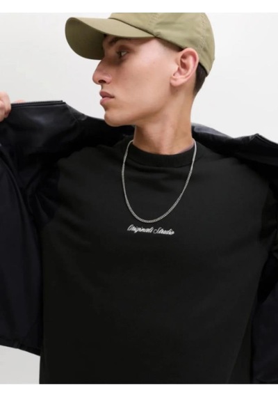 Jack & Jones Jack&jones 12282893 Jornorrebro Emb Sweat Black Erkek Sweatshirt Siyah