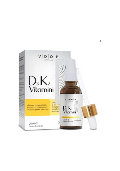 2 Adet Voop D3k2 Vitamin D3, Vitamin K2 İçeren Takviye Edici Gıda 20ml