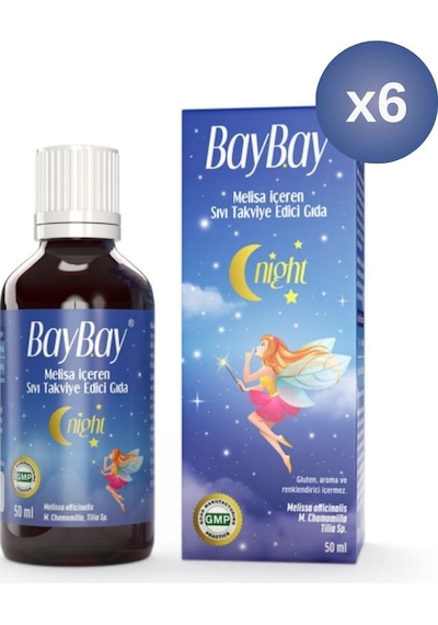Baybay Night Melisa İçeren Bitkisel Damla 50 Ml 6 Adet