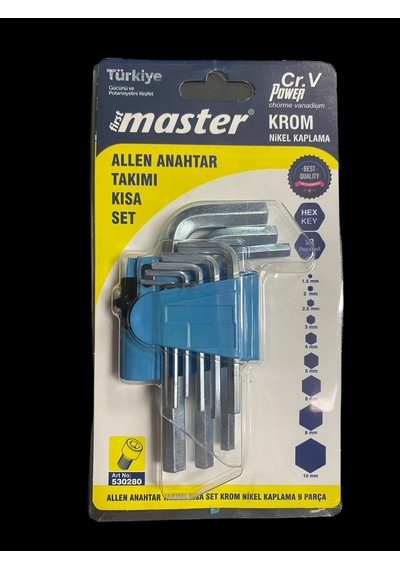 Master Allen Anahtarı Kısa 9 Parça Krom-nikel