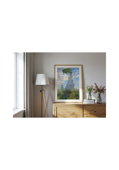 Monet Şemsiyeli Kadın, Madam Monet Ve Oğlu Çerçevesiz Poster 30x42 Cm A3 Tablo Empresyonist