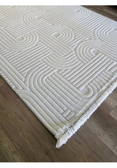 Hoom Rugs Design 1090 Krem Yumuşak Dokulu İskandinav Halı Krem