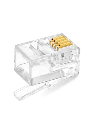100 Adet Rj9/Rj10/Rj22 Telefon Ahize Kablosu için 4P4C