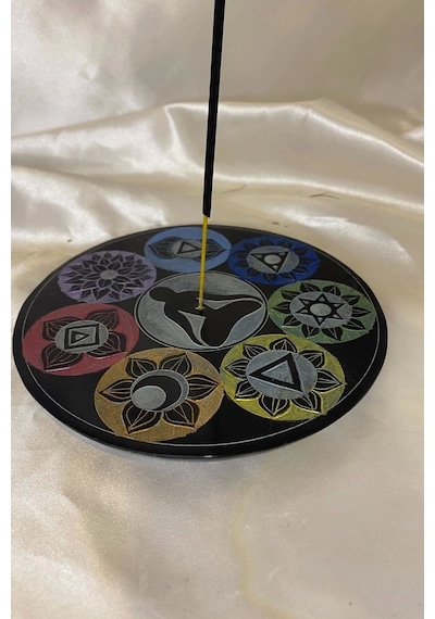 Yedi Çakra 7 Çakra Hand Made El İşi Feng Shui Ejderha Yılı Doğal Obsidyen Taşı Çubuk Konik Tütsülük