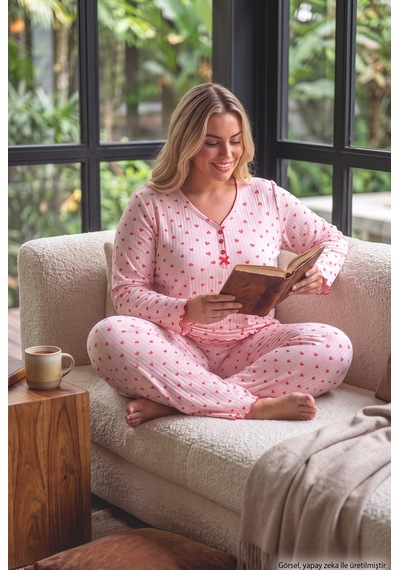 Seboteks Raporlu İnterlok Kumaş Yakası Düğmeli Kışlık Büyük Beden Kadın Pijama Takımı 2950 Pembe Seboteks Raporlu İnterlok Kumaş Yakası Düğmeli Kışlık Büyük Beden Kadın Pijama Takımı 2950 Pembe