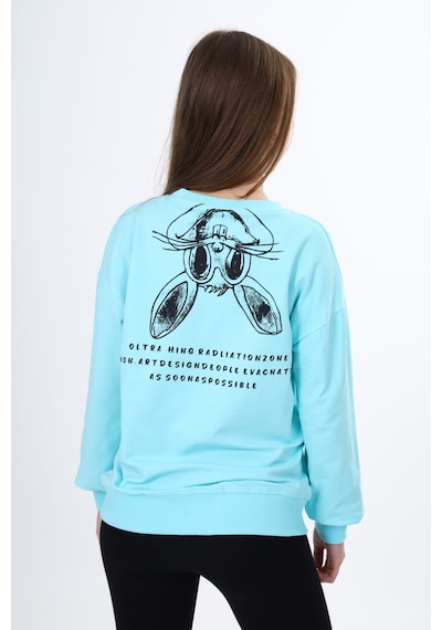 Toontoy Kids Toontoy Kız Çocuk Baskılı Sweatshirt Su Yeşili