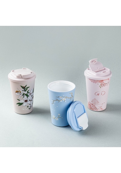 Tnt-8695835414058-gınger Kfy-zs001mskr-kake Mavi Sakura Desenli Paslanmaz Çelik Termos Bardak 380ml