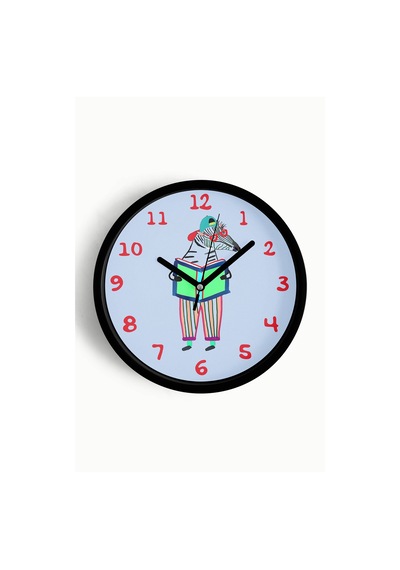 Kitap Okuyan Artist Zebra Çocuk Odası Duvar Saati - 30cm - Önü Camlı Siyah Kasa - Sessiz Mekanizma-jh1167 Siyah