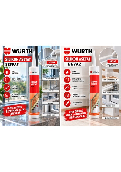Würth Beyaz Silikon Asetat 310 Ml