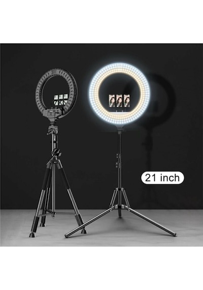 Ring Light Led Işık Halkası 21 Inç 54 Cm Profesyonel Stüdyo Işığı Ve 210 Cm Monopod Güzellik Merkezi