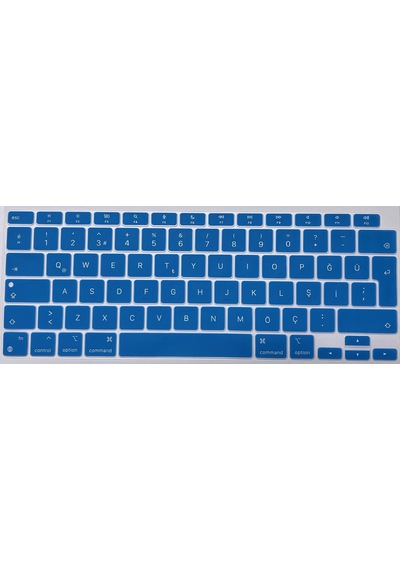 Arabulalaca Apple Uyumlu MacBook Air 13 İnç 2020 A2337 M1 Işlemcili Türkçe Q Silikon Klavye Koruyucu Mavi