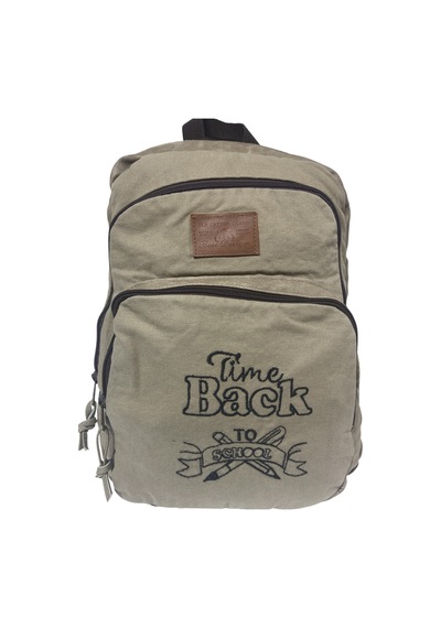 Old Cotton Cargo Kaliteli Siyah Vintage Salaş Baskılı Disayn Günlük Gezi Okul Sırt Çantası Revilla Bag 28x38cm Bej - Beyaz