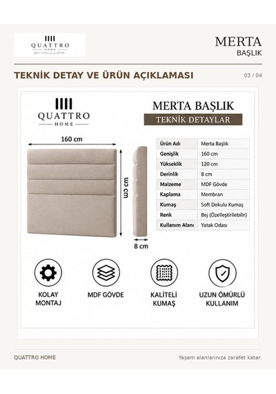 Merta Çift Kişilik Baza Başlığı 160 CM