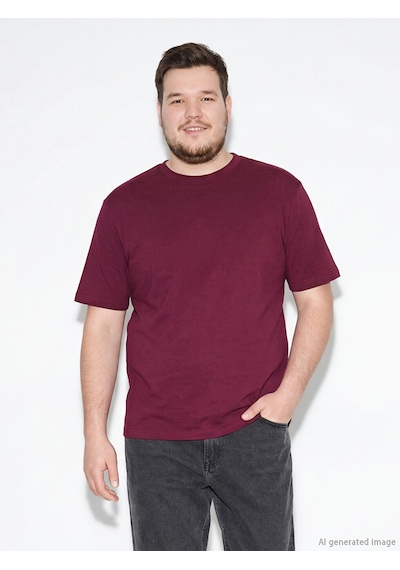 Lcwaıkıkı Classic Bordo %100 Pamuk Regular Fit Basic Tişört