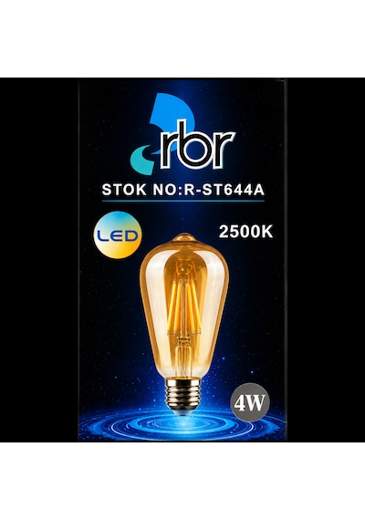 Rbr St64 Led Filament Ampul E27 4w 2500k Rustik Dekoratif Amber Cam